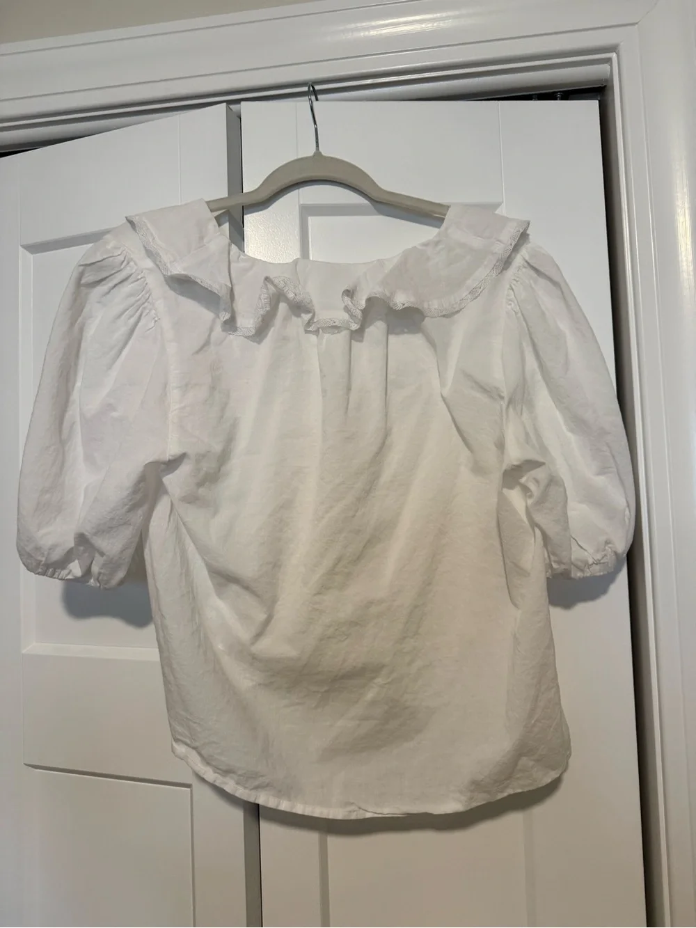 Old Navy White Ruffle Tie-Neck Blouse - Women Tops